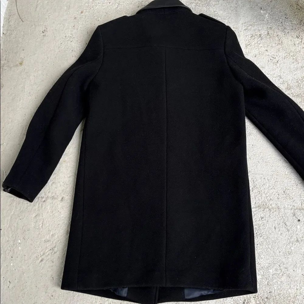 Sandro wool and leather pea coat style coat - Picture 6 of 6